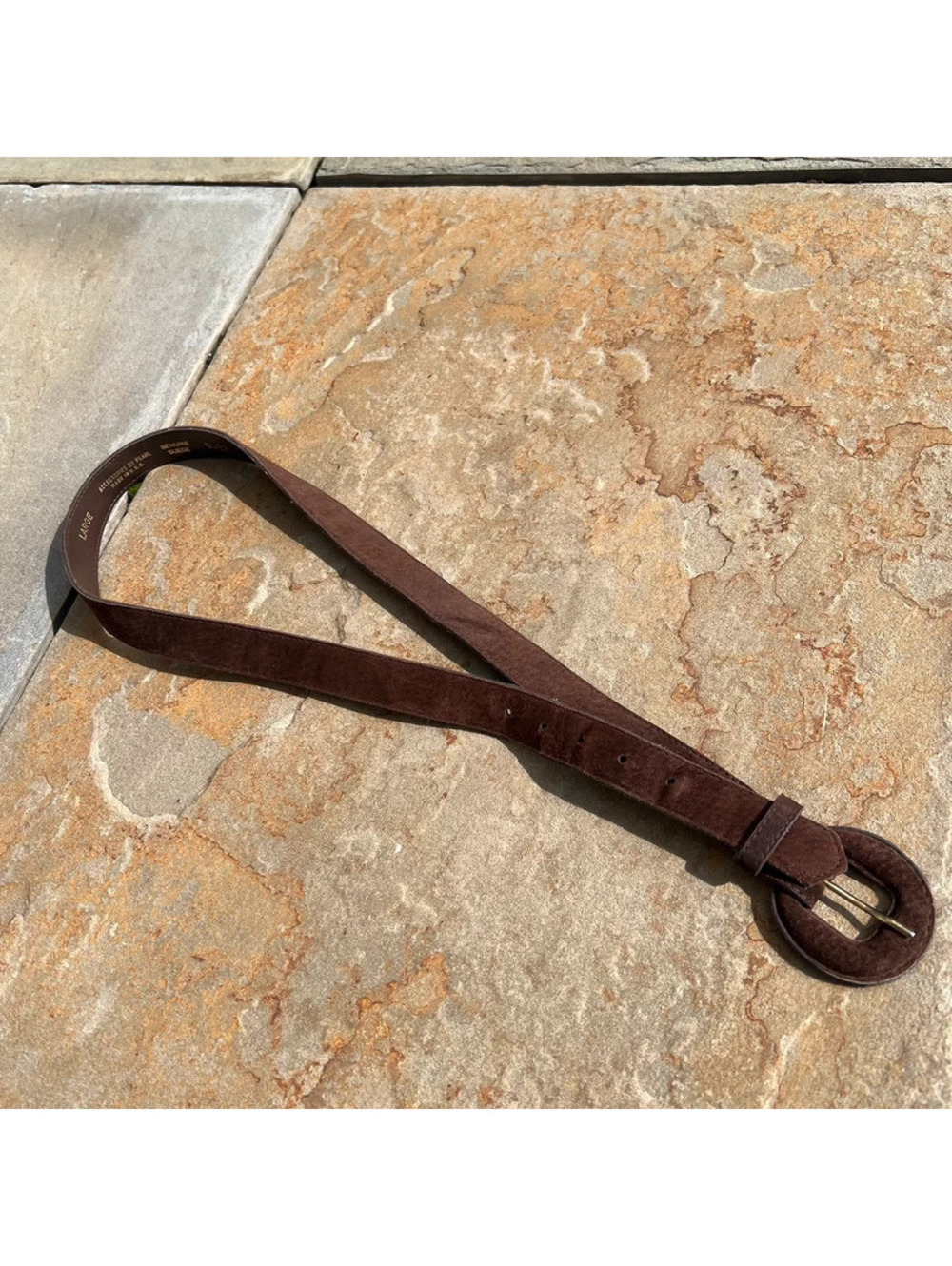 Vintage 80s Dark Brown Suede Leather Belt Made in USA
